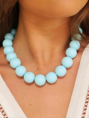 Chunky Light Blue Beaded Necklace